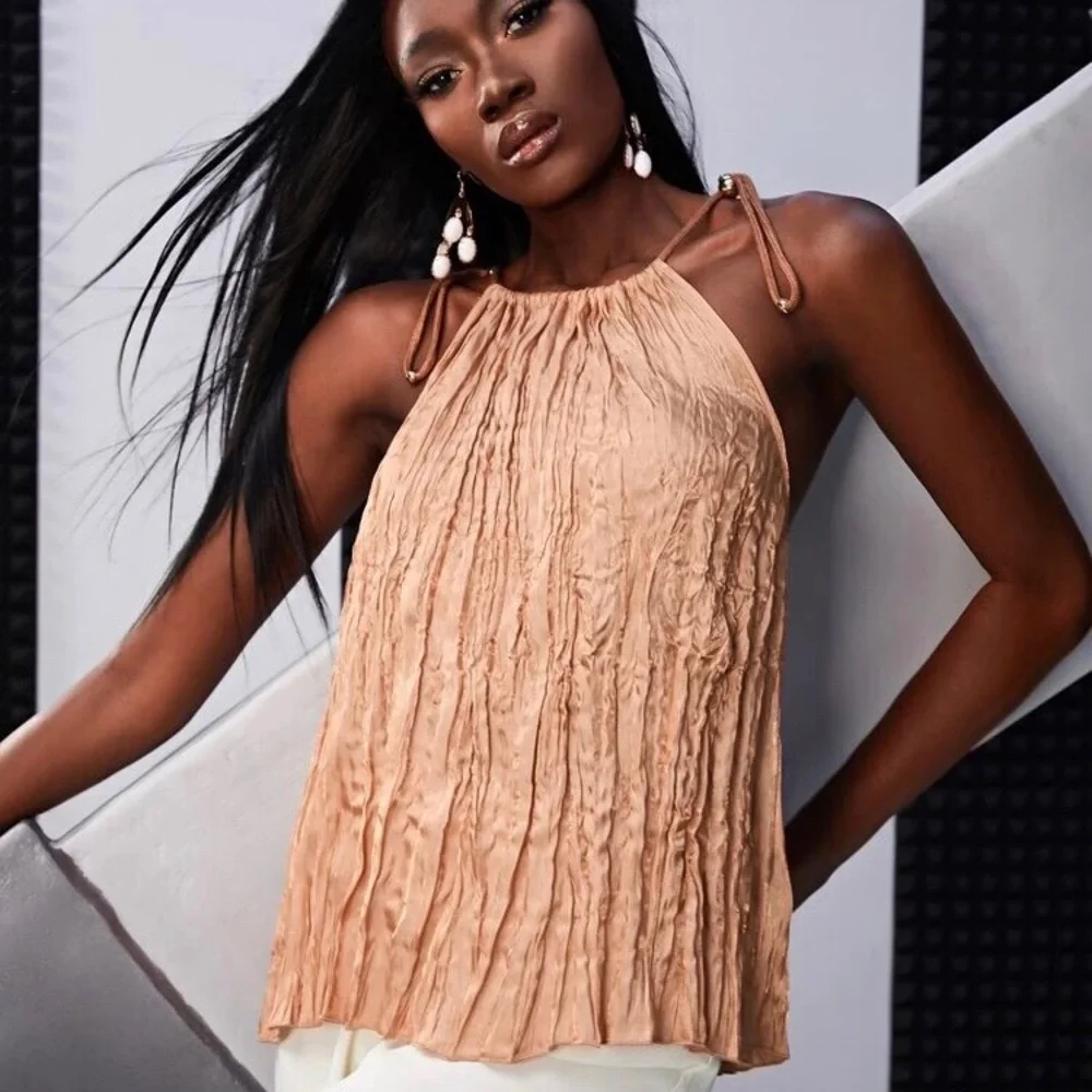 SHEIN Ruched Drawstring Halter - Picture 1 of 7